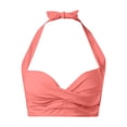 thumbnail image 4 of Crisscross Front Halter Bikini Top with Push-Up Lift and Soft Padding, Awesome For Beach Vacations Pool Parties Watermelon Red L, 4 of 5