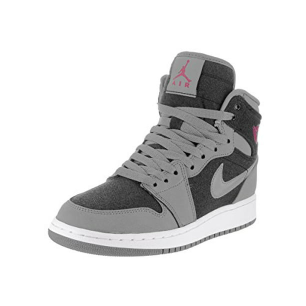 Nike Nike Girls Air Jordan 1 Retro High Gg Cool Grey Vivid Pink Black White 5y Walmart Com Walmart Com