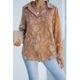 thumbnail image 3 of POGLIP Women's Brown Collared Neck Floral Textured Shirt, 3 of 6