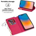 thumbnail image 3 of for iPhone 14 Pro Max Wallet Case with Strap, Premium PU Leather Flip Cover with Card Holder and Kickstand Bracelet Glitter Shockproof TPU Flip Cover Phone Cases for Girls Women, 3 of 8