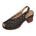 thumbnail image 6 of Rokment Women's Platform Dress Sandals for Ladies Summer Fashion Casual Leather Hollow out Fish Mouth Open Toe Chunky Block Mid Heel Slingback Sandals Black Size 7, 6 of 7
