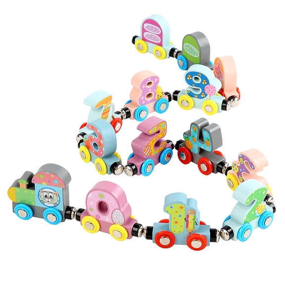 BEACENOV Wooden Train Set for Toddler Age 3-7 Kids Toys Wooden Montessori Toys Numbers Learning Educational Games for Baby Boys or Girls Gifts