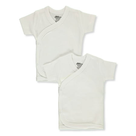 First Essentials Baby Unisex 2-Pack Short-Sleeved Snap Shirts - white, newborn (Newborn)
