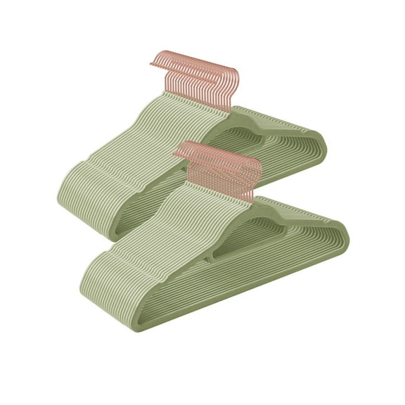 50PCS Velvet Hangers, Non-Slip Space-Saving Hangers with Rose Gold Swivel Hook, Minimalist Clothes Hanger for Coats, Dresses & Tops