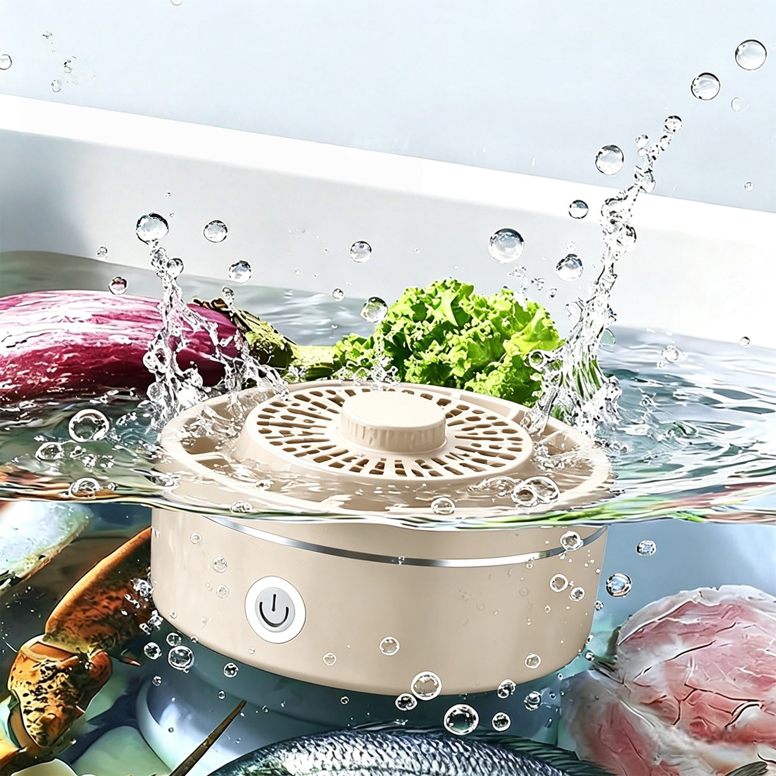 USB Rechargeable Wireless Fruit and Vegetable Cleaner Purifier, Portable Ion Technology Washing Machine - Electric Sanitizer for Meat Vegetables Utensils (Khaki)