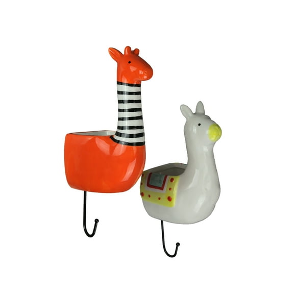 Transpac Llama & Giraffe Ceramic Wall Hanging Succulent Planter Pots (Set of 2)