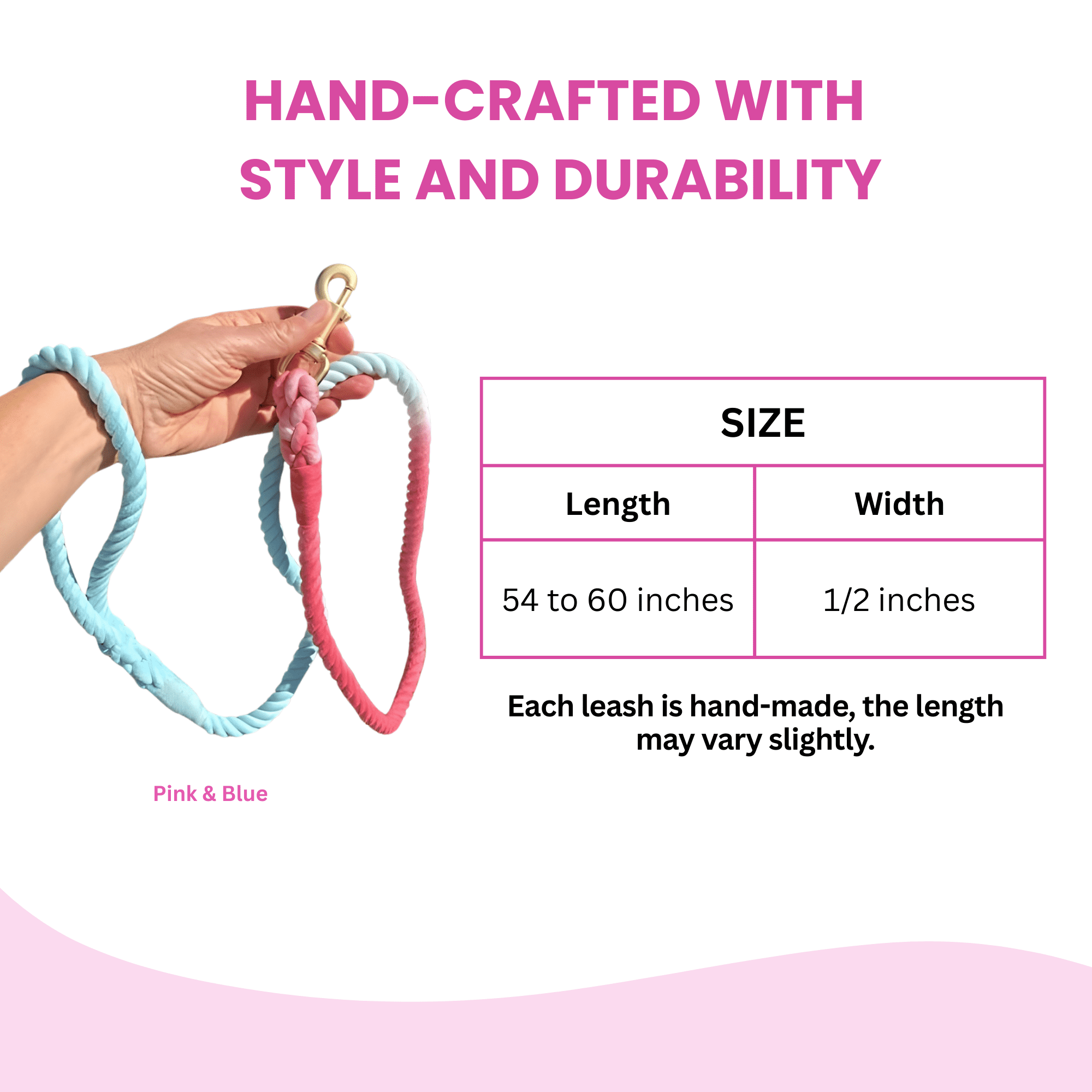 Pink and Blue Tie Dye Dog Leash - Glow Pups