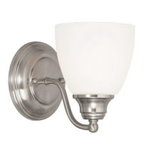 5.5 inch 1 Light Brushed Nickel Wall Sconce with White Glass Shade