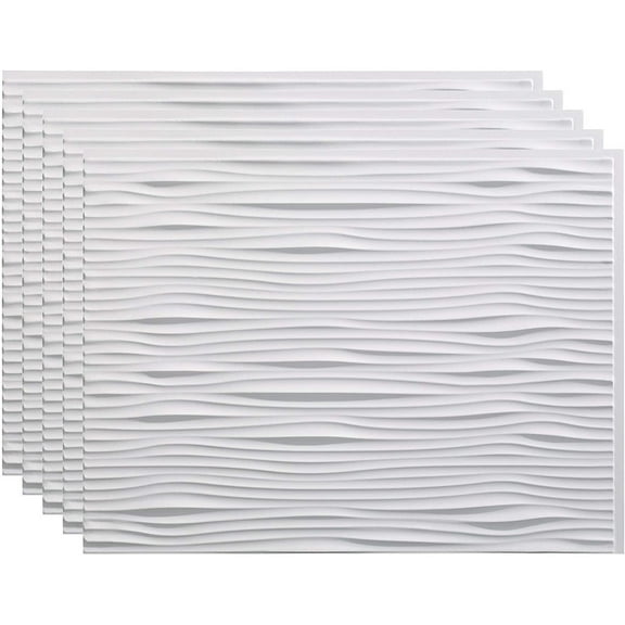 FASÄDE Waves Decorative Vinyl 18in x 24in Backsplash Panel in Matte White (5 Pack)