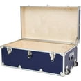 thumbnail image 3 of Rhino Trunk & Case Large Essential Summer Camp Trunk with Wheels - Camping Storage Chest - Ideal Footlocker for Campers - Strong 1000+ Pound Sitting Capacity Trunks 32"x18"x14" (Navy Blue), 3 of 9