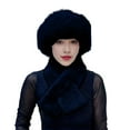 thumbnail image 2 of Women's Winter Hat and Scarf Set, Fuzzy Plush Fisherman Beanie, Thickened Thermal Neck Warmer, Windproof Cold Weather Accessories 2-Piece Set Black, 2 of 4