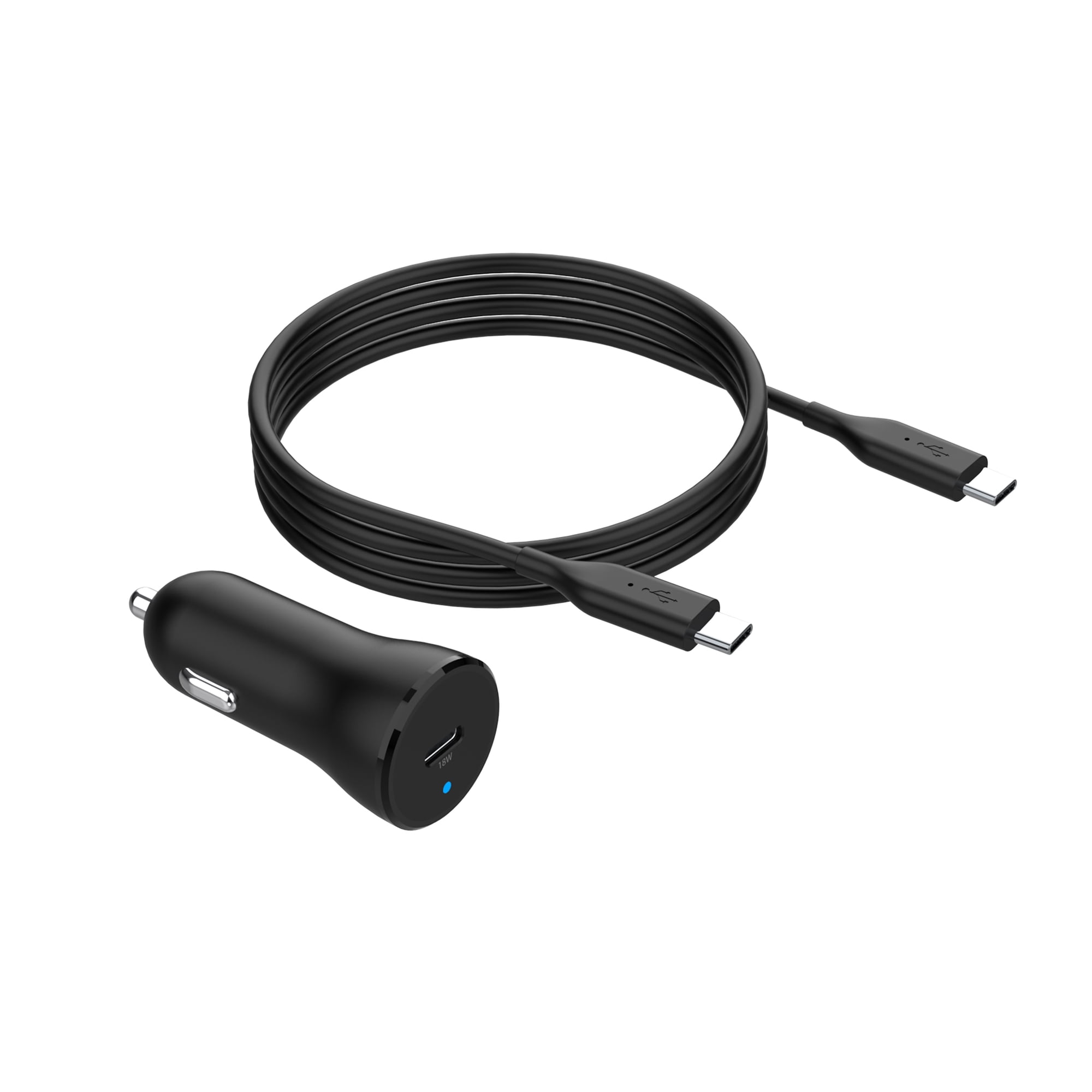 Auto Drive Car Kit PD 18W Car Charger with 3 C to C Charging Cable for USB-C Devices Black