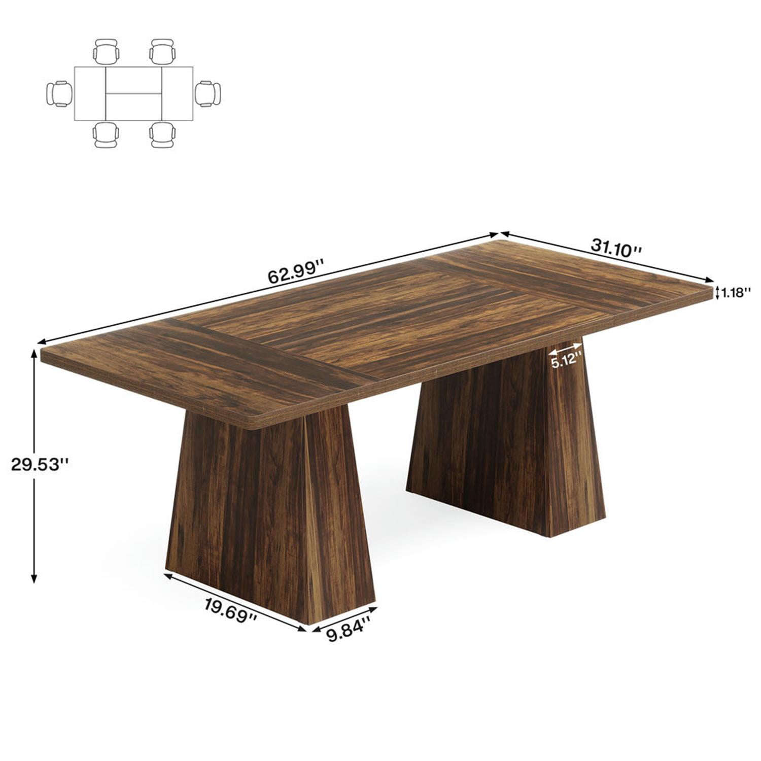 Demi Bonn 63" Executive Computer Desk, Modern Duty Study Writing Gaming Table for Home Office, Rectangle Conference Table, Brown