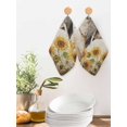 thumbnail image 2 of Vintage Elephants Kitchen Dish Towels for Drying Dishes Set of 2, Spring Summer Sunflowers Daisy Floral Waffle Weave Microfiber Hand Tea Bathroom Towels Quick Dry & Absorbent Towel 12x12, 2 of 7