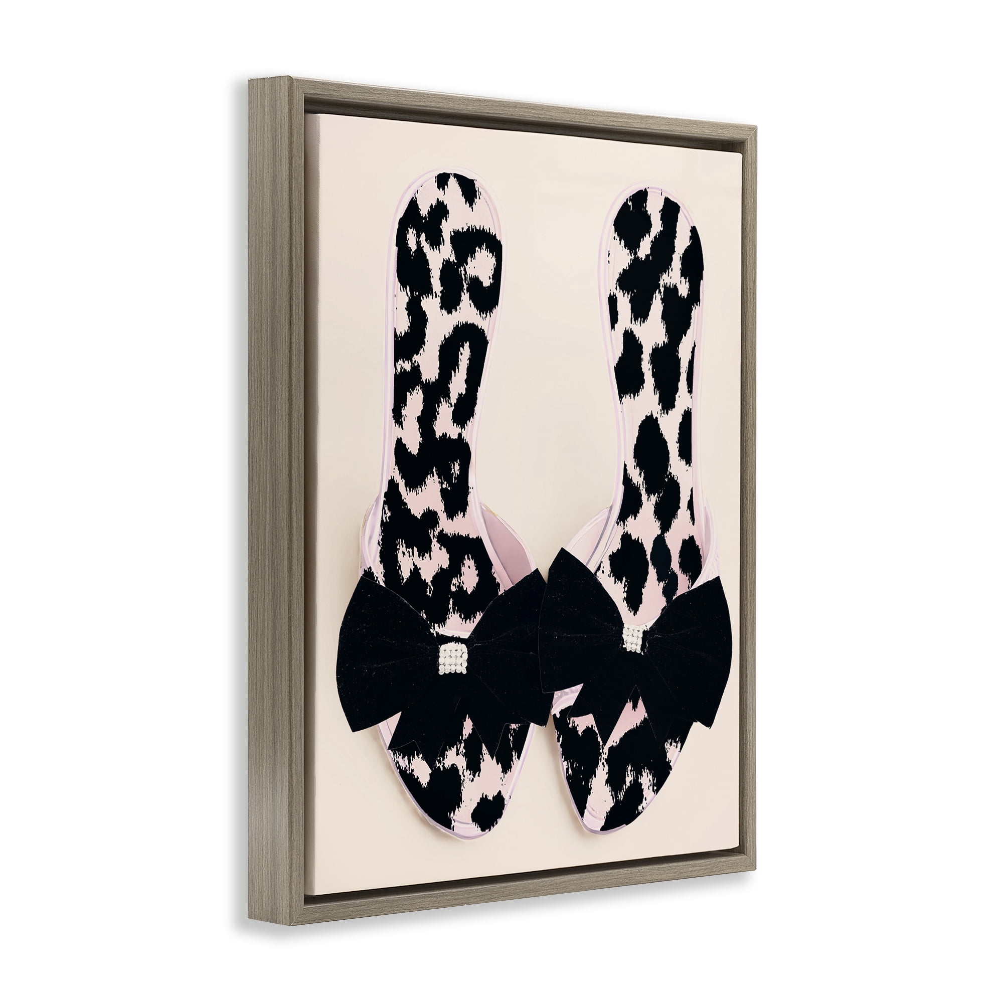 Cat Walk Spotted Shoes Brown Framed Floater Canvas Wall Art, design by Annabelle Hall