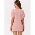 thumbnail image 4 of DARING DIVA Women's Lounge Sets Ribbed Knit Short Sleeves Pajamas with Shorts 2XL Pink, 4 of 7