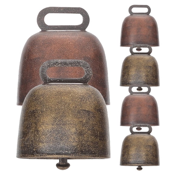 6 Pcs Metal Cowbell Vintage Bells Cowbells Simple Designs Outdoor Christmas Decorations Rustic Small By PULMCheerger