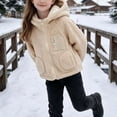 thumbnail image 5 of LUGOGNE Girls Sherpa Fleece Jacket Hooded Long Sleeve Full Zip Warm Teddy Coat Casual Loose Fit Outerwear with Multiple Pockets Kids Fall Winter Clothing, 5 of 7