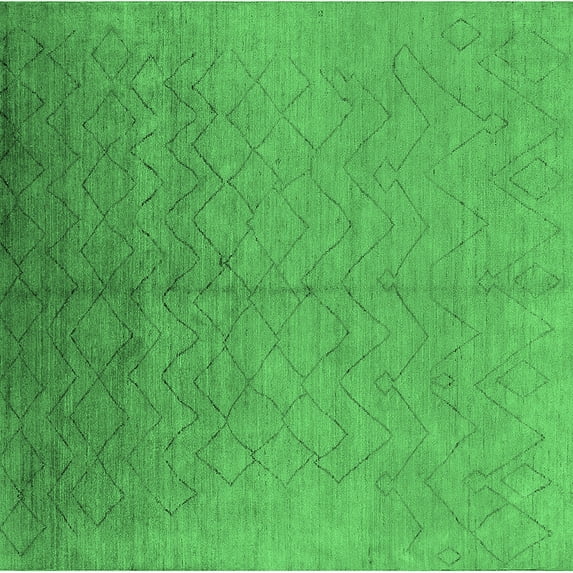 Ahgly Company Indoor Square Oriental Emerald Green Industrial Area Rugs, 7' Square