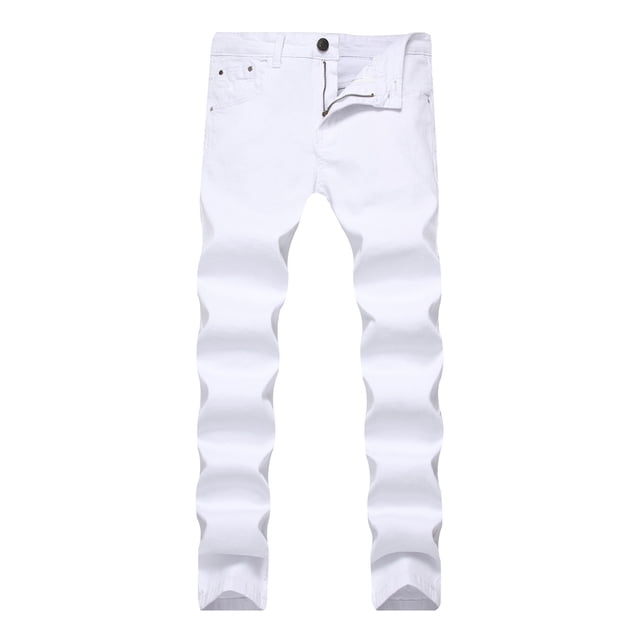 Ketyyh-chn99 Jeans Amples pour Hommes 2024 Coupe Régulière Ample Pantalons Shorts Hommes Coupe Ajustée Jambe Droite Rétro Hip-Hop Pantalons Jeans de Rue Pantalons Blanc,36