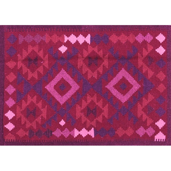 Ahgly Company Indoor Rectangle Oriental Pink Traditional Area Rugs, 2' x 5'