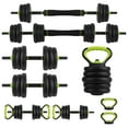 thumbnail image 1 of BeesClover 44Lbs Adjustable 4-In-1 Dumbbell Set, Sand Filled PE Dumbbells with Kettlebell Combo Multi-Function Strength Training Weights Home Gym Equipment for Bench Press Squats and Push-Up Handles, 1 of 8