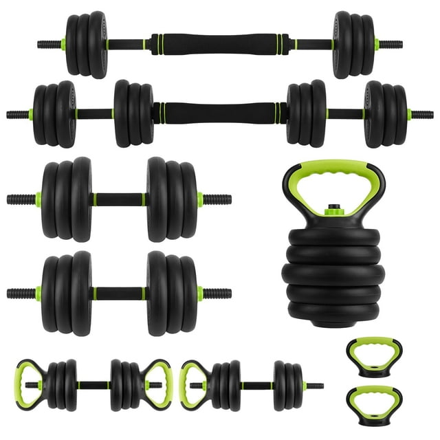 Yiwa Adjustable Dumbbell Set, 44LBS Free Weights Dumbbells with Connecting Rod, 4 In1 Workout Weights Dumbbells Set Used AsBarbell