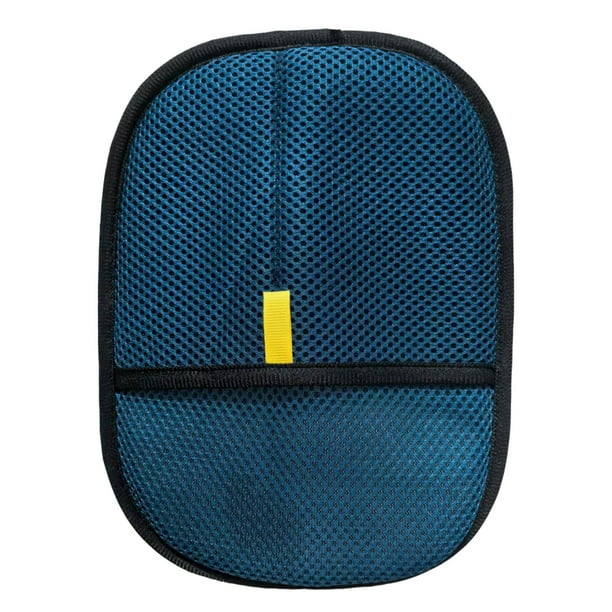 Guante de aseo para mascotas de doble uso para baño y masaje, incluye cepillo y quitapelusas. Azul oscuro