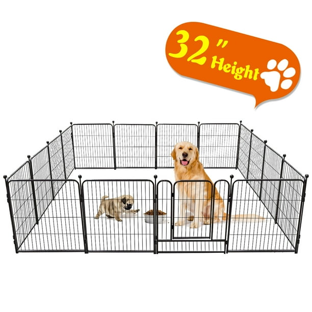Tooca Heavy Duty Metal Dog Exercise Playpen Fence for Indoor & Outdoor, 16 Panels & 32 Inch
