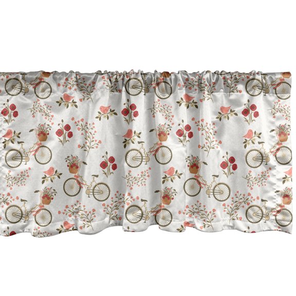 Ambesonne Floral Window Valance, Bikes Poppy Flowers, 54" X 18", Multicolor