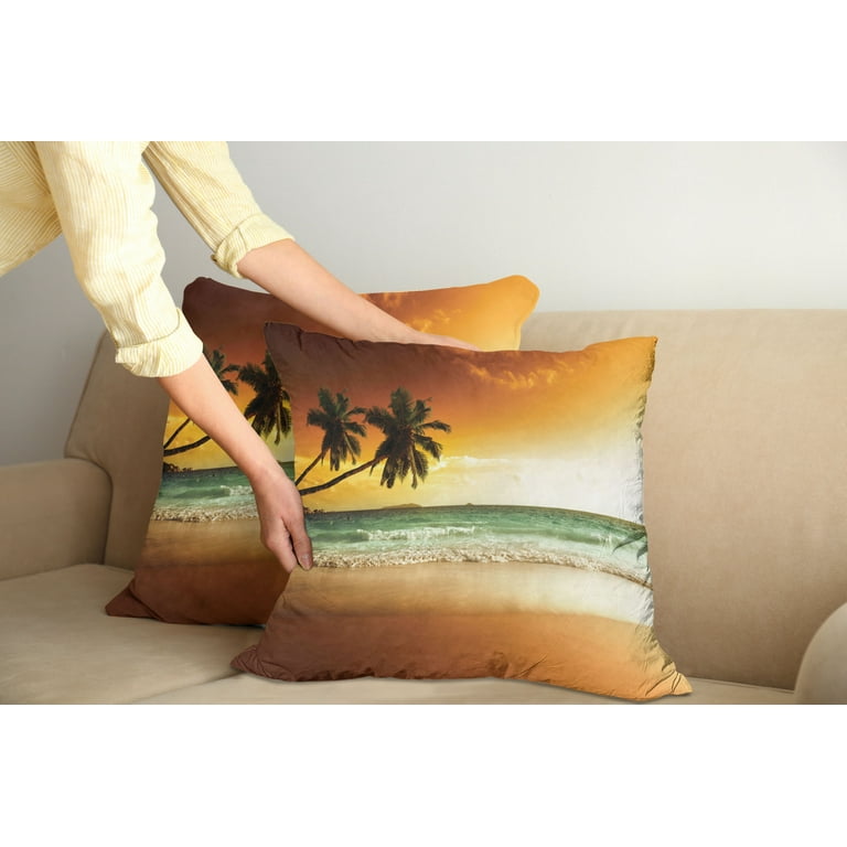 Tropical Throw Pillow Cushion Cover Pack of 2 Palm Trees over