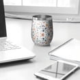 thumbnail image 3 of 12oz Stemless Wine Tumblers Light Pioneer Flower Pattern Vacuum Insulated Stainless Steel Travel Tumbler Cups Mug with Lid and Straw for Champaign,Cocktail,Beer with Cleaning Brush, 3 of 5