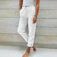 thumbnail image 2 of Pants For Women Ladies Summer Elastic High Waist Solid Color Cotton Linen Wide Leg Loose Pants, 2 of 5