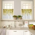 thumbnail image 4 of Kitchen Curtain Valance and Tiers Set Yellow Eucalyptus 3 Pc Window Treatment Watercolor Leaves 3 Pieces Rod Pocket Valance Set for Small Windows 54 in x 36 in, 4 of 6