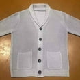 thumbnail image 4 of Chemises à Manches Longues Homme Décontractées Unies à Simple Boutonnage Cardigan à Manches Longues Col Rabattu Chandail Veste Manteau, 4 of 5