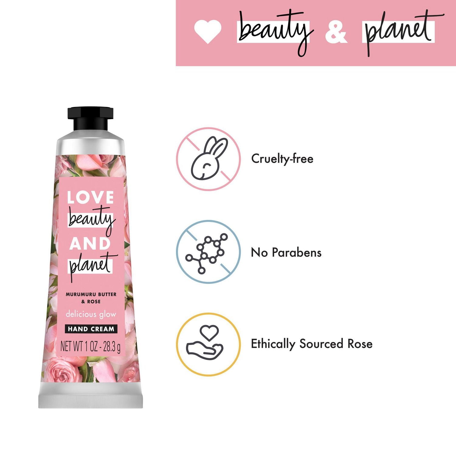 Crème pour les mains Beurre de Muru et huile de rose Love Beauty and Planet