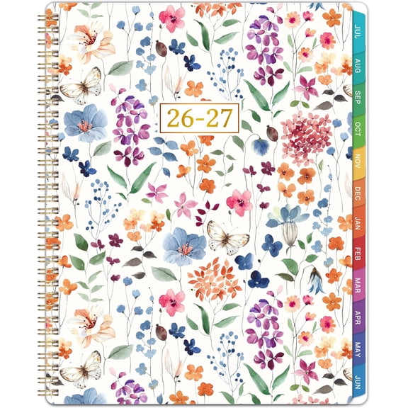 Planner 2026-2027 - Academic Planner 2026-2027, July 2026 - June 2027, 11" x 8.5", Weekly and Monthly Planner, Calendar Planner, Colorful Tabs, Pocket, Holidays - Wildflowers