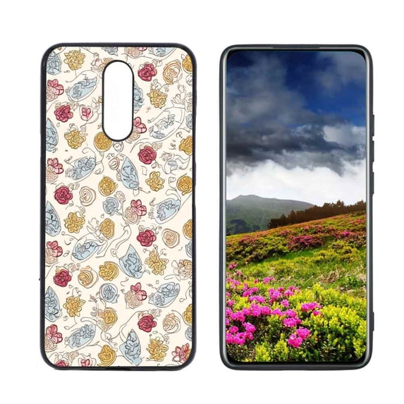 Cat-line-art-125 Phone Case, Degined for LG K12 Plus Case Men Women, Flexible Silicone Shockproof Case for LG K12 Plus
