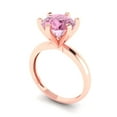 thumbnail image 2 of Solitaire Engagement Ring for Women - 3ct Simulated Pink Diamond in 14K Rose Gold Promise Ring, 2 of 6