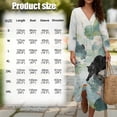 thumbnail image 6 of COEQINE Linen-Like Women's Long Dress 3/4 Sleeve Wrap V-Neck Midi Loose Fit Oriental Casual Dress for Women, Year-Round Machine Wash Loungewear, Size 4XL, Ink Black Cat Koi Fish Lotus, 6 of 6