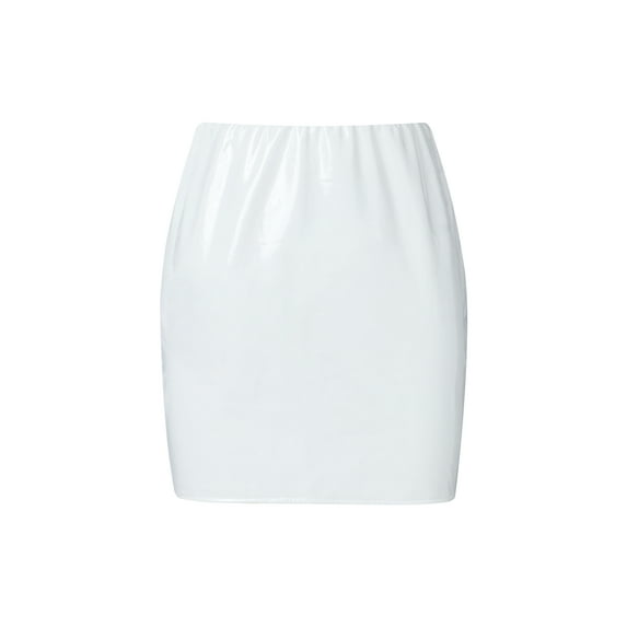 KOMOO Women High Waist Leather Skirt Slim Mini Pencil Skirt A-Line Office Workwear Skirt