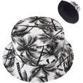 thumbnail image 1 of RV Sombrero de mujer Sombrero de pescador Sombrero de algodón Sombrero para el sol Hombres Bob Verano Reversible Sombrero de cubo Sombrero con estampado de frutas tropicales, árbol de coco negro Rojo Verde, 1 of 5