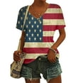 thumbnail image 4 of HEILAU 4th of July Shirts for Women Independence Day American Flag Graphic Tees Vintage Print Floral Casual V Neck T Shirt Patriotic T Shirts, 4 of 5