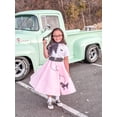 thumbnail image 3 of Hip Hop 50's Shop Girls 1950s Poodle Skirt Costume 7 Piece Child Outfit Set (Large Child 12 Light Pink Polka Dot), 3 of 5
