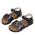 thumbnail image 2 of Kureaily Summer Girls' Large Sized Casual Sandals Made Of Cork With Colorful Prints Comfortable Sandals Suitable For Outdoor Use Beach Shoes./ Size 9,3-3.5 Years(Black), 2 of 5