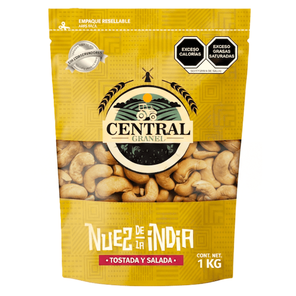 Nuez De La India Tostada Salada Central Granel 1kg Snack Frutos Secos