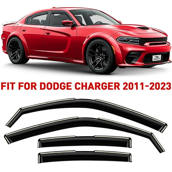 Voron Glass in-Channel Extra Durable Rain Guards for Dodge Charger 2011-2023, Window Deflectors, Vent Window Visors, 4 Pieces - 200907