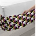 thumbnail image 2 of Floral Bed Skirt, Repetitive Skull Art Rose Grunge Halloween Print, Elastic Bedskirt Dust Ruffle Wrap Around for Bedding Decor, 4 Sizes, Multicolor, by Ambesonne, 2 of 2