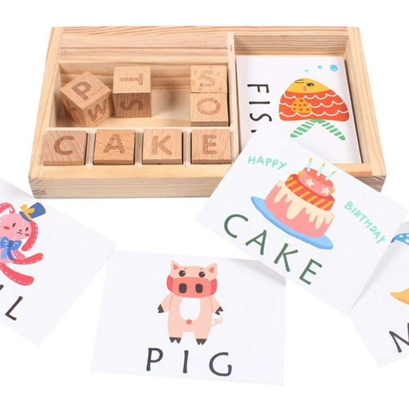 DAMAIE Matching Letter Game - Spell Learning Toy, Wooden English Alphabet Card Game Machine, Puzzle Preschool Learning Games, Letter Spelling Game Puzzle Early Educational Toy for Kids