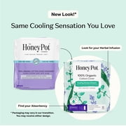 Honey Pot 100% Organic Cotton Cover Cooling Herbal Infusion Overnight Pads, 12 Count